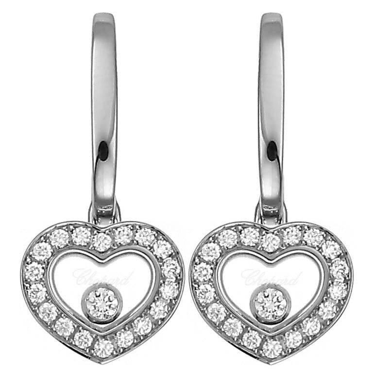 Chopard Happy Diamonds Icons Heart oorhangers witgoud met diamant