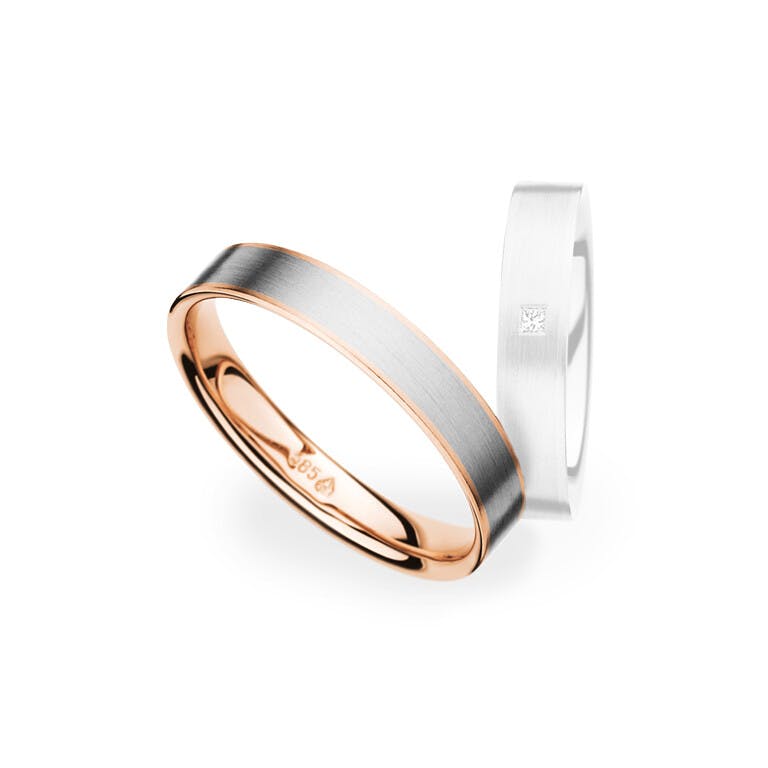 rosé/wit goud trouwring herenring Love Collection - undefined - #1