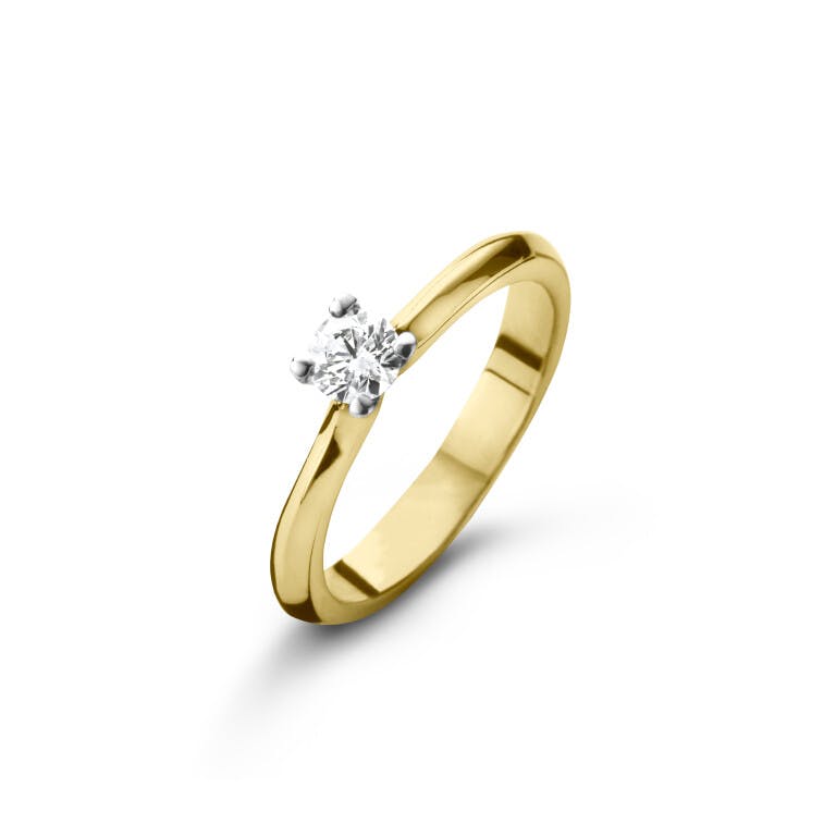 geel/wit goud solitair ring met diamant Schaap en Citroen Diamonds