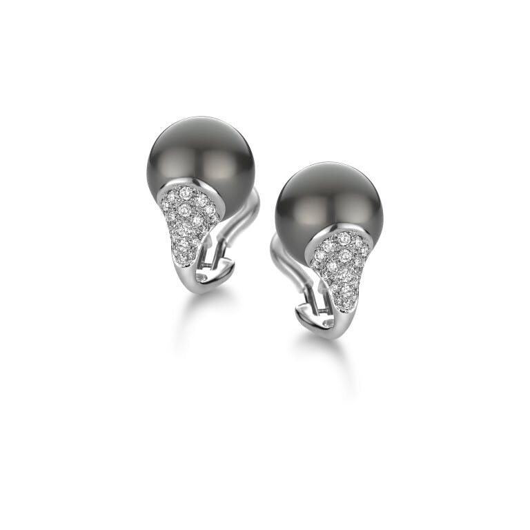 witgoud oorclips met diamant Schaap en Citroen Pearls