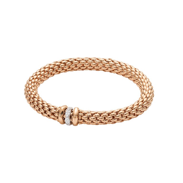 Fope Love Nest flexibele armband rosé/wit goud met diamant