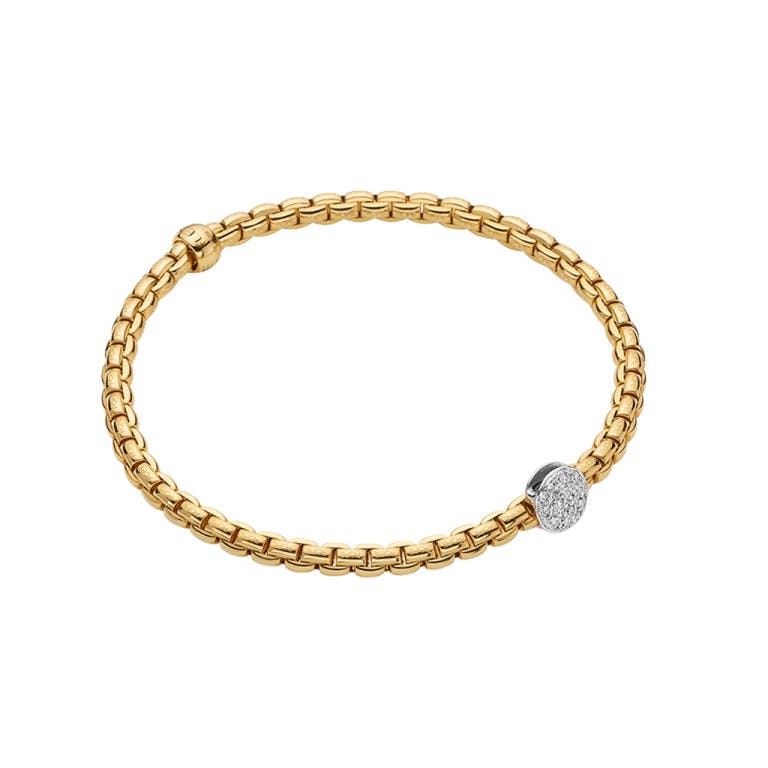 Fope Eka Tiny flexibele armband geel/wit goud met diamant - undefined - #1