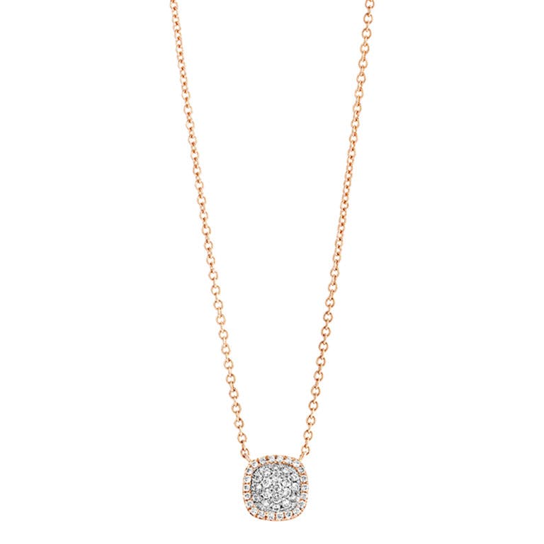 Tirisi Jewelry Milano Sweeties collier met hanger entourage rosé/wit goud met diamant