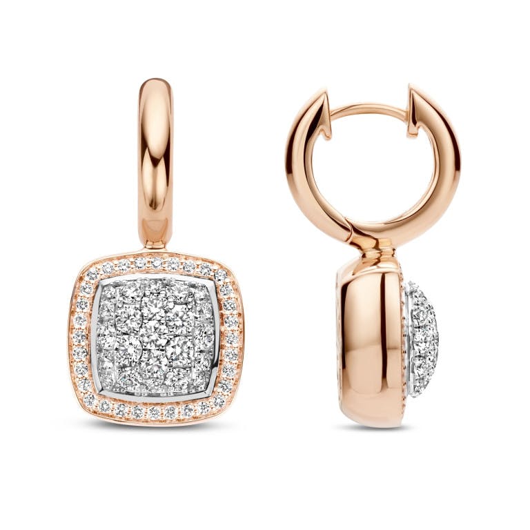 Tirisi Jewelry Milano Exclusive oorhangers rosé/wit goud met diamant - undefined - #2