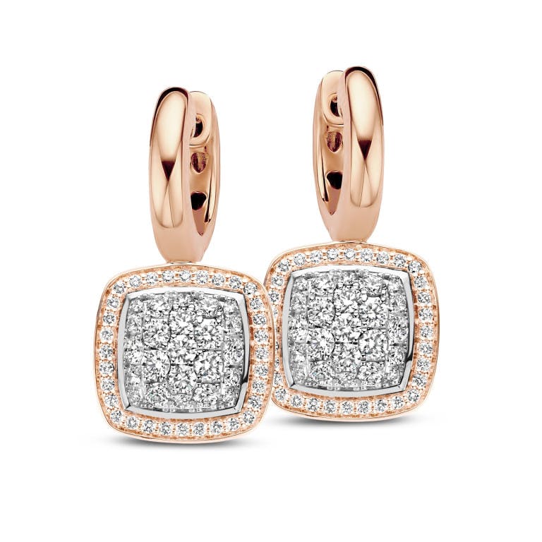 Tirisi Jewelry Milano Exclusive oorhangers rosé/wit goud met diamant - undefined - #1