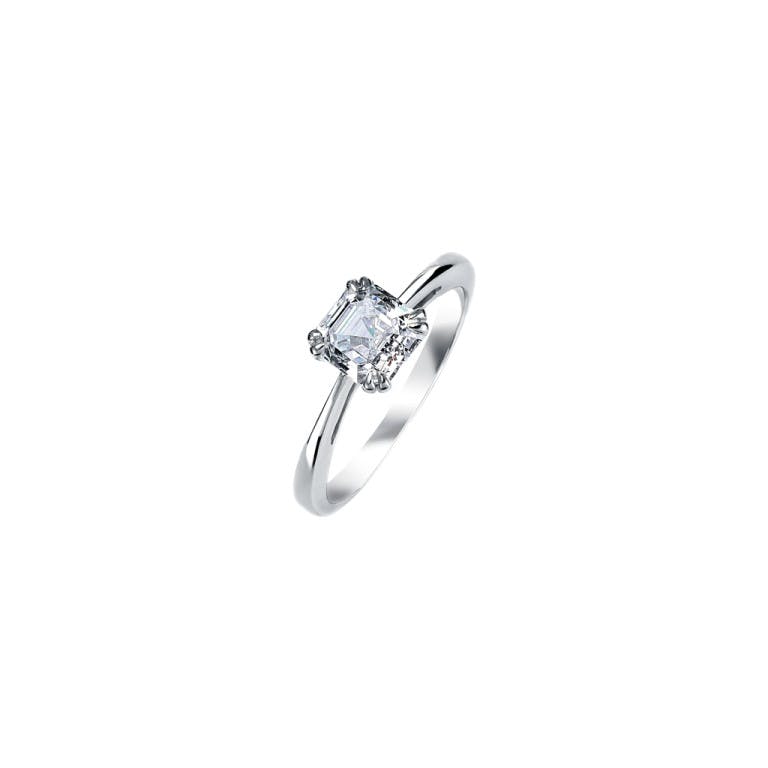 Royal Asscher Faustina solitair ring witgoud met diamant