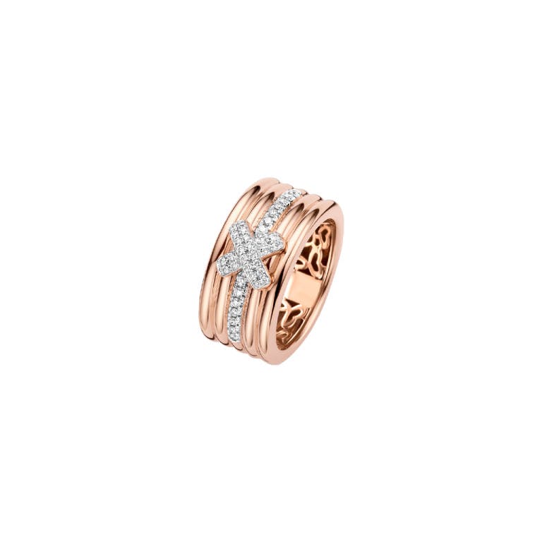 Tirisi Jewelry Amsterdam Due ring rosé/wit goud met diamant - undefined - #1
