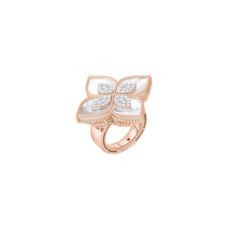 Roberto Coin Princess Flower ring rosé/wit goud met diamant - undefined - #1