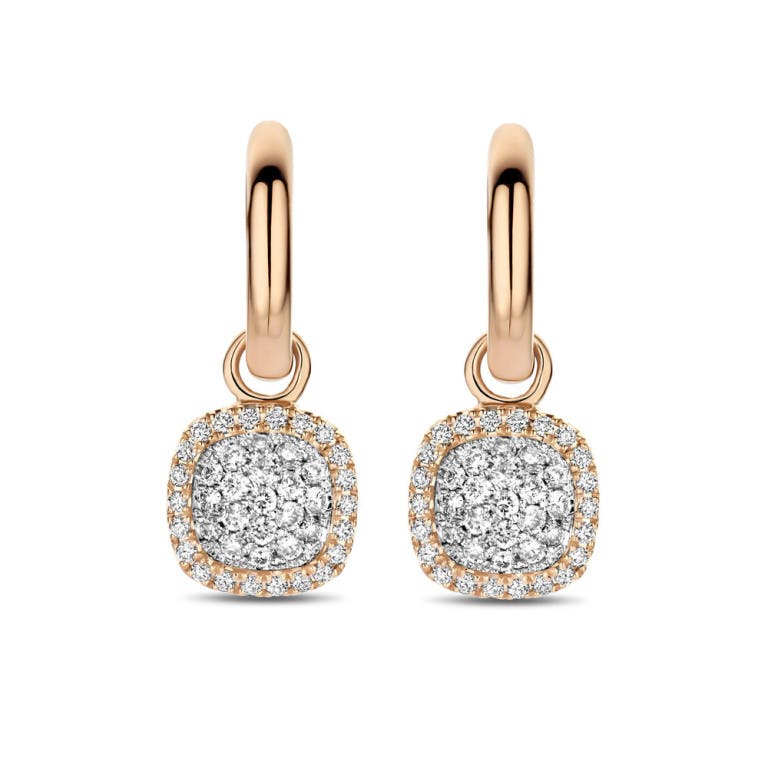 Tirisi Jewelry Milano Sweeties oorhangers rosé/wit goud met diamant