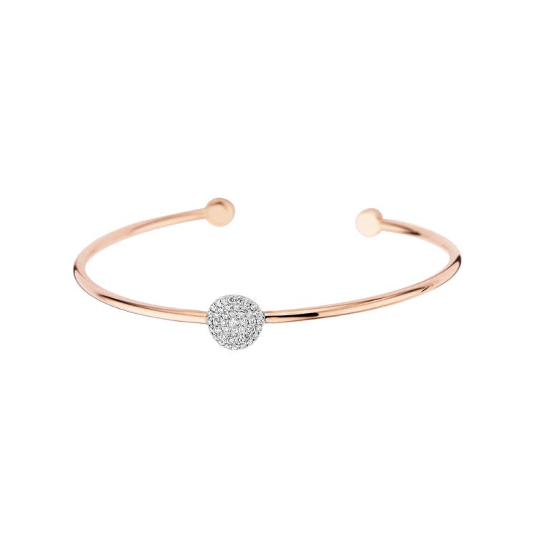 Bigli Mini Waves spang armband rosé/wit goud met diamant - undefined - #1