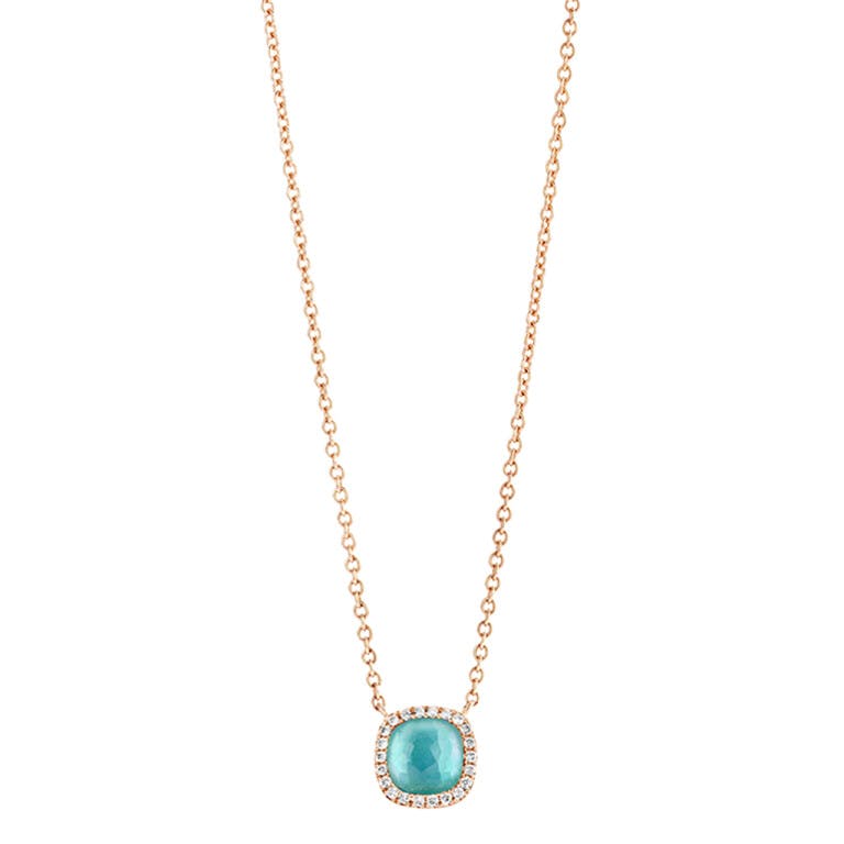 Tirisi Jewelry Milano Sweeties collier met hanger entourage roodgoud met diamant