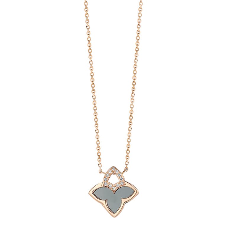 Tirisi Jewelry Seoul Flower Due collier met hanger roodgoud met diamant