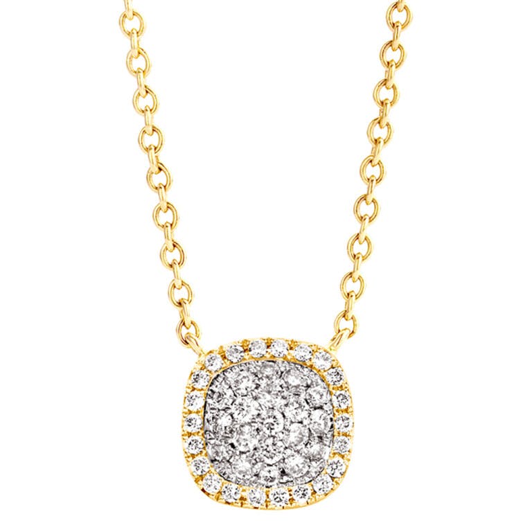 Tirisi Jewelry Milano Sweeties collier met hanger entourage geel/wit goud met diamant