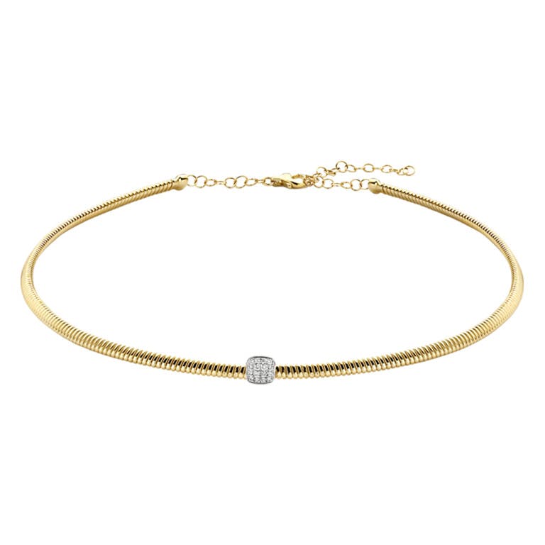 Tirisi Jewelry Amsterdam Tubogas collier geel/wit goud met diamant