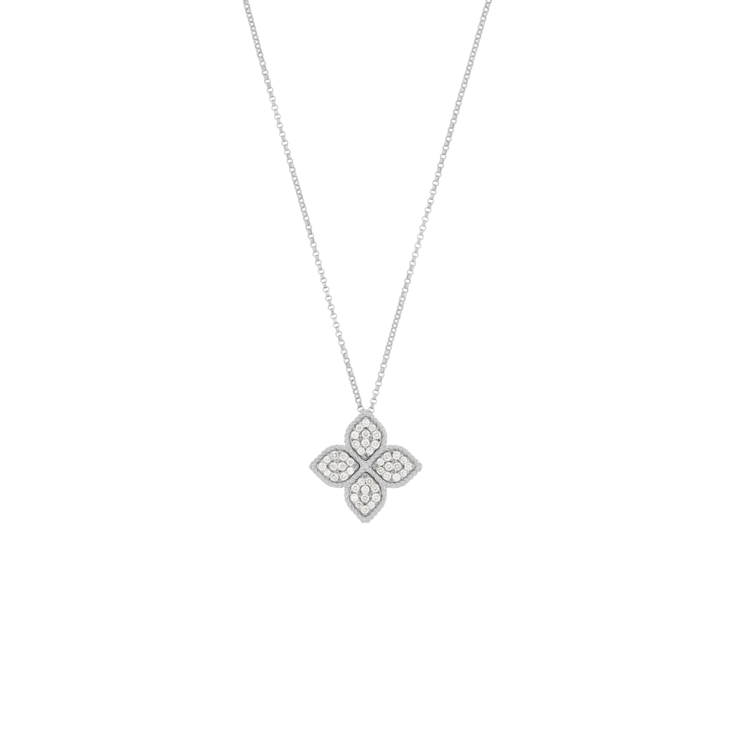 Roberto Coin Princess Flower collier witgoud met diamant - ADR777CL0652 - #1 Roberto Coin Princess Flower collier witgoud met diamant - ADR777CL0652 - #1