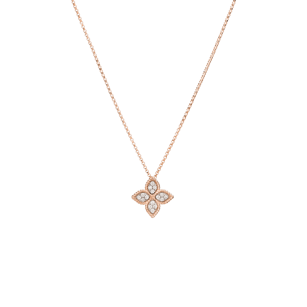 Roberto Coin Princess Flower collier roodgoud met diamant - ADR777CL0680 - #1 Roberto Coin Princess Flower collier roodgoud met diamant - ADR777CL0680 - #1
