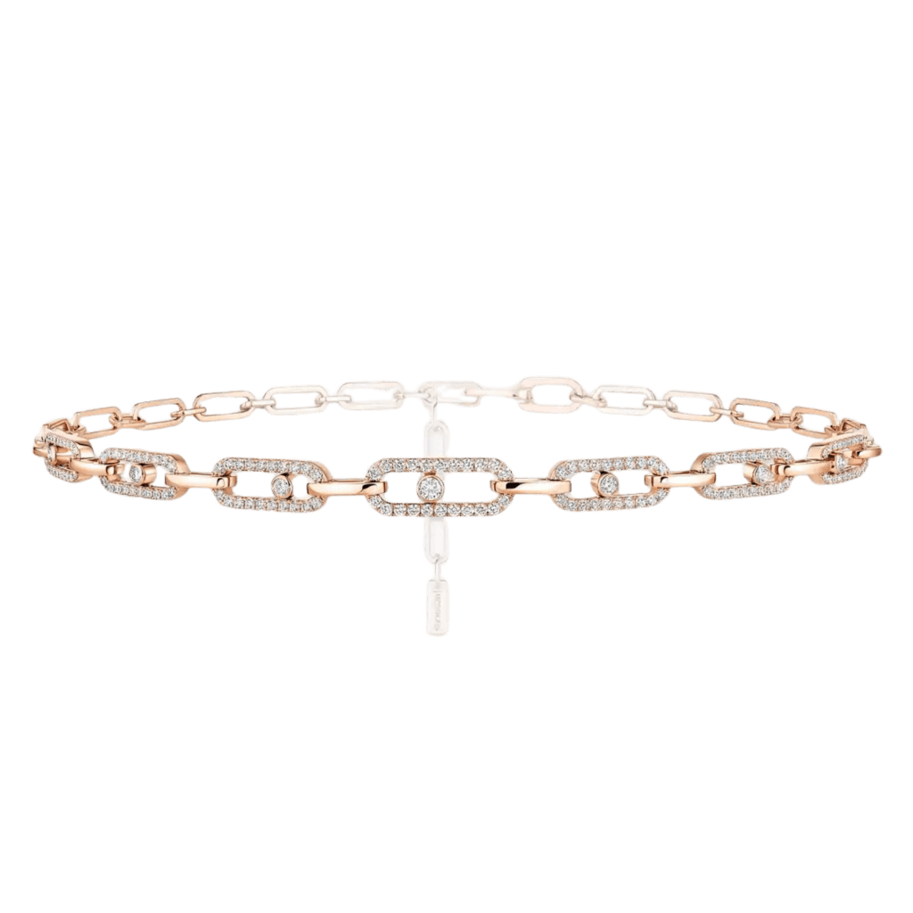 Messika Move Link collier roodgoud met diamant - 12010-PG - #1