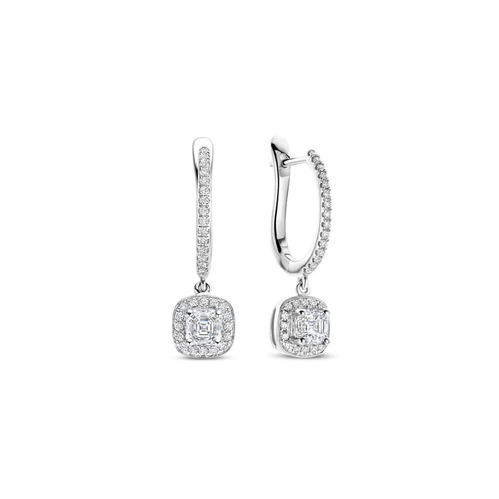 Royal Asscher 74 Collection Entourage Pave oorsieraad witgoud - E.74.1289.RAC.WG.11 HRD - #3 Royal Asscher 74 Collection Entourage Pave oorsieraad witgoud - E.74.1289.RAC.WG.11 HRD - #3