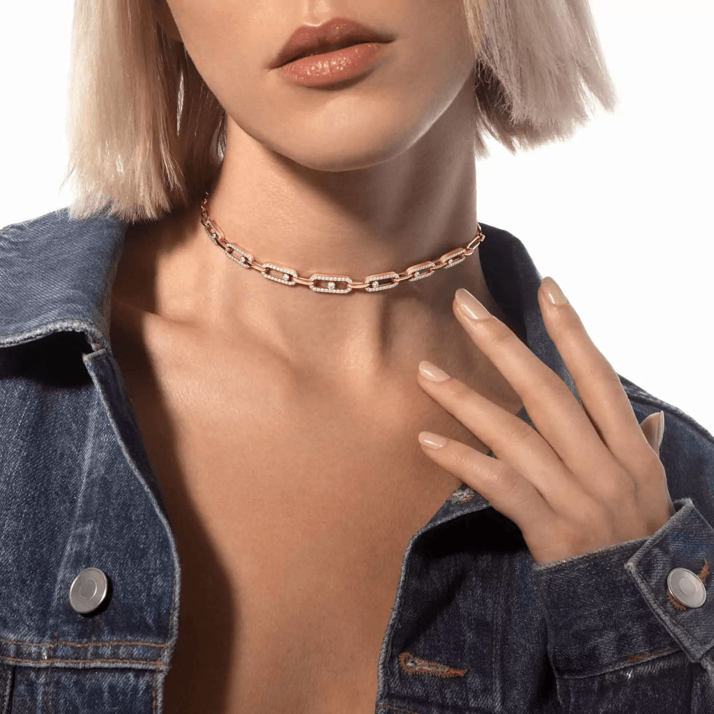 Messika Move Link collier roodgoud met diamant - 12010-PG - #2