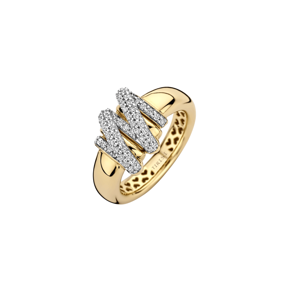 Tirisi Jewelry Amsterdam Swirl ring geelgoud met diamant - TR1232D(2T) - #1 Tirisi Jewelry Amsterdam Swirl ring geelgoud met diamant - TR1232D(2T) - #1