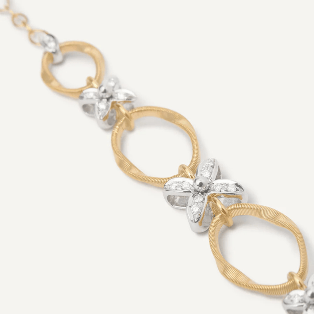 Marco Bicego Marrakech Onde Fiori collier geelgoud met diamant - CG829-B3 - #5