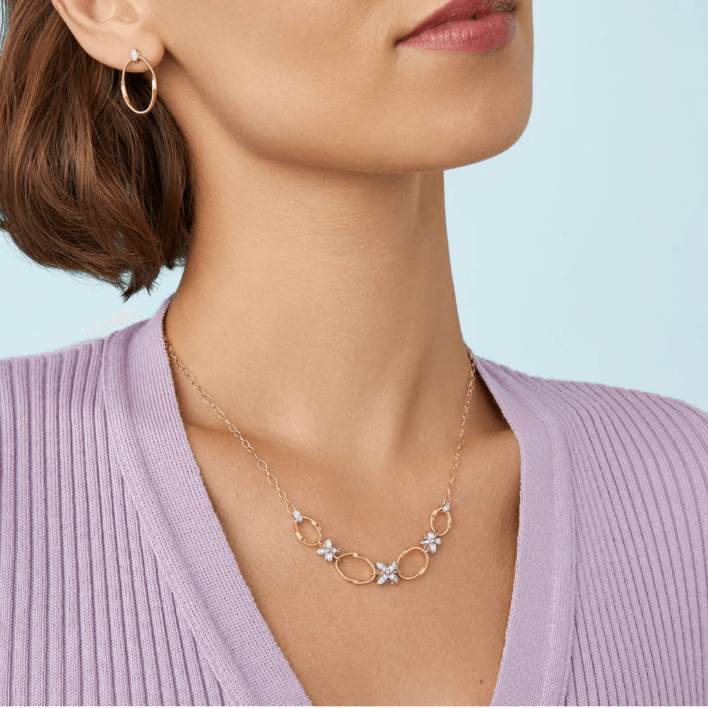Marco Bicego Marrakech Onde Fiori collier geelgoud met diamant - CG829-B3 - #4