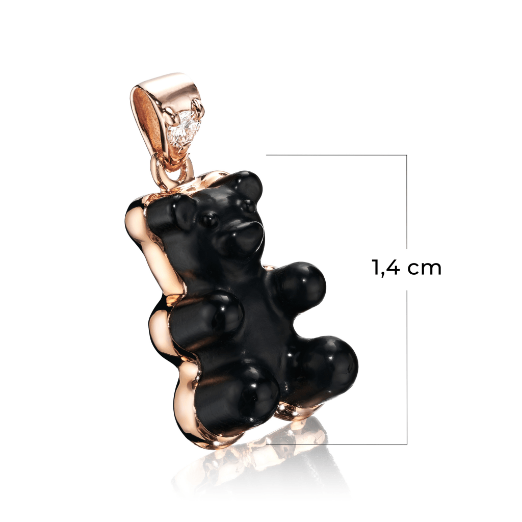 Gemmy Bear Colours hanger roodgoud met diamant - Gb onyx - #2 Gemmy Bear Colours hanger roodgoud met diamant - Gb onyx - #2