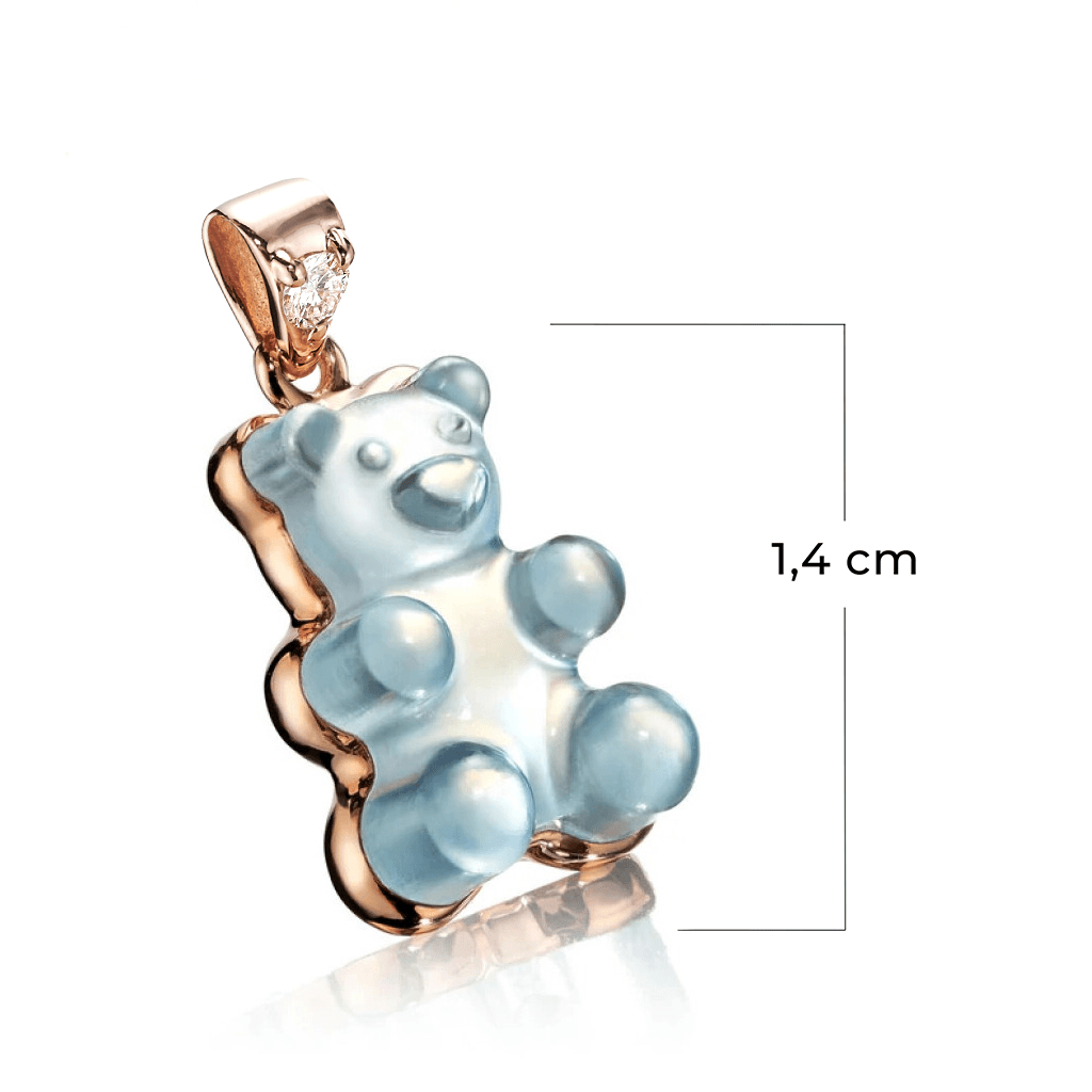 Gemmy Bear Colours hanger roodgoud met diamant - Gb topaas - #2