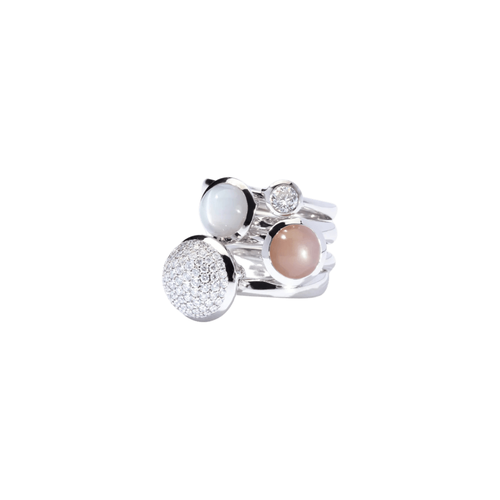 Tamara Comolli Bouton ring witgoud met maansteen - R-BOU-s-MoBr-wg - #6