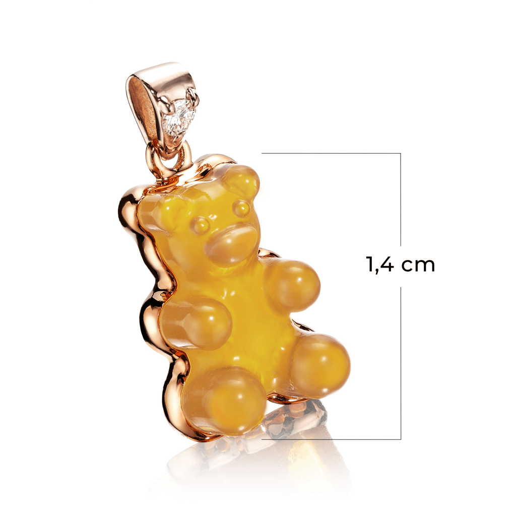Gemmy Bear Colours hanger roodgoud met diamant - Gb vuuropaal - #2