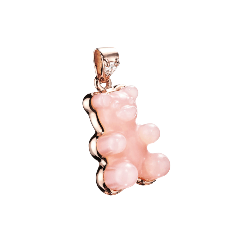 Gemmy Bear Colours hanger roodgoud met diamant - Gb roze opaal - #1 Gemmy Bear Colours hanger roodgoud met diamant - Gb roze opaal - #1