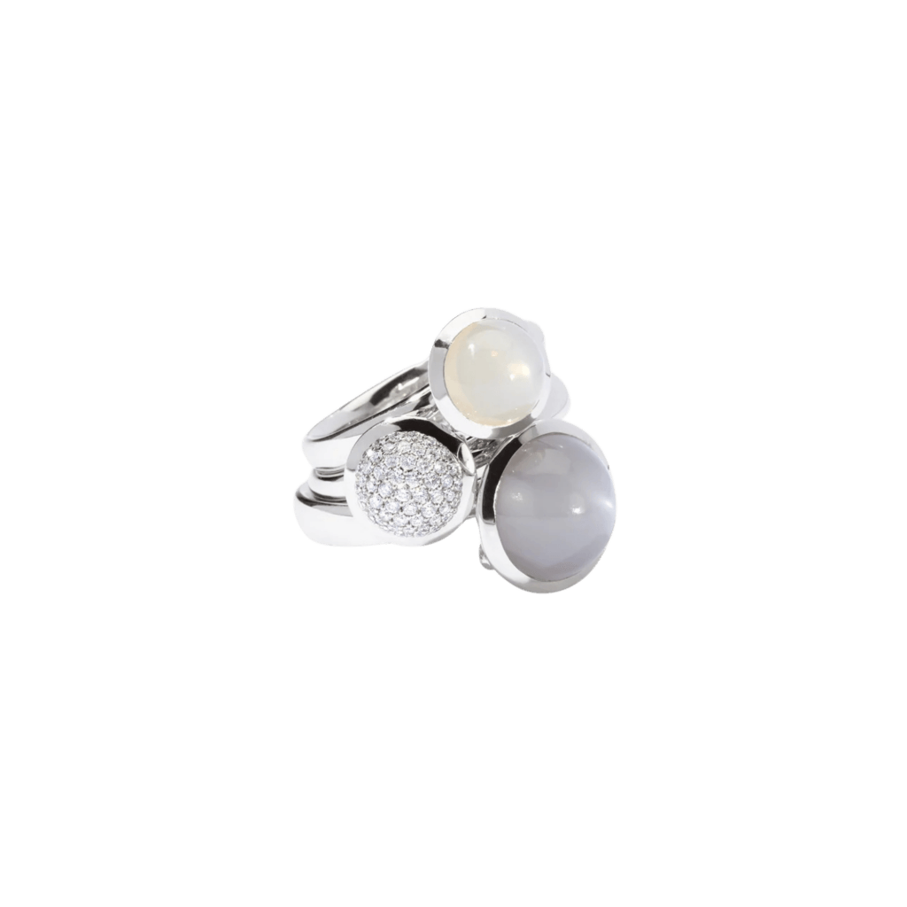 Tamara Comolli Bouton ring witgoud met maansteen - R-BOU-l-MoGr-wg - #5 Tamara Comolli Bouton ring witgoud met maansteen - R-BOU-l-MoGr-wg - #5