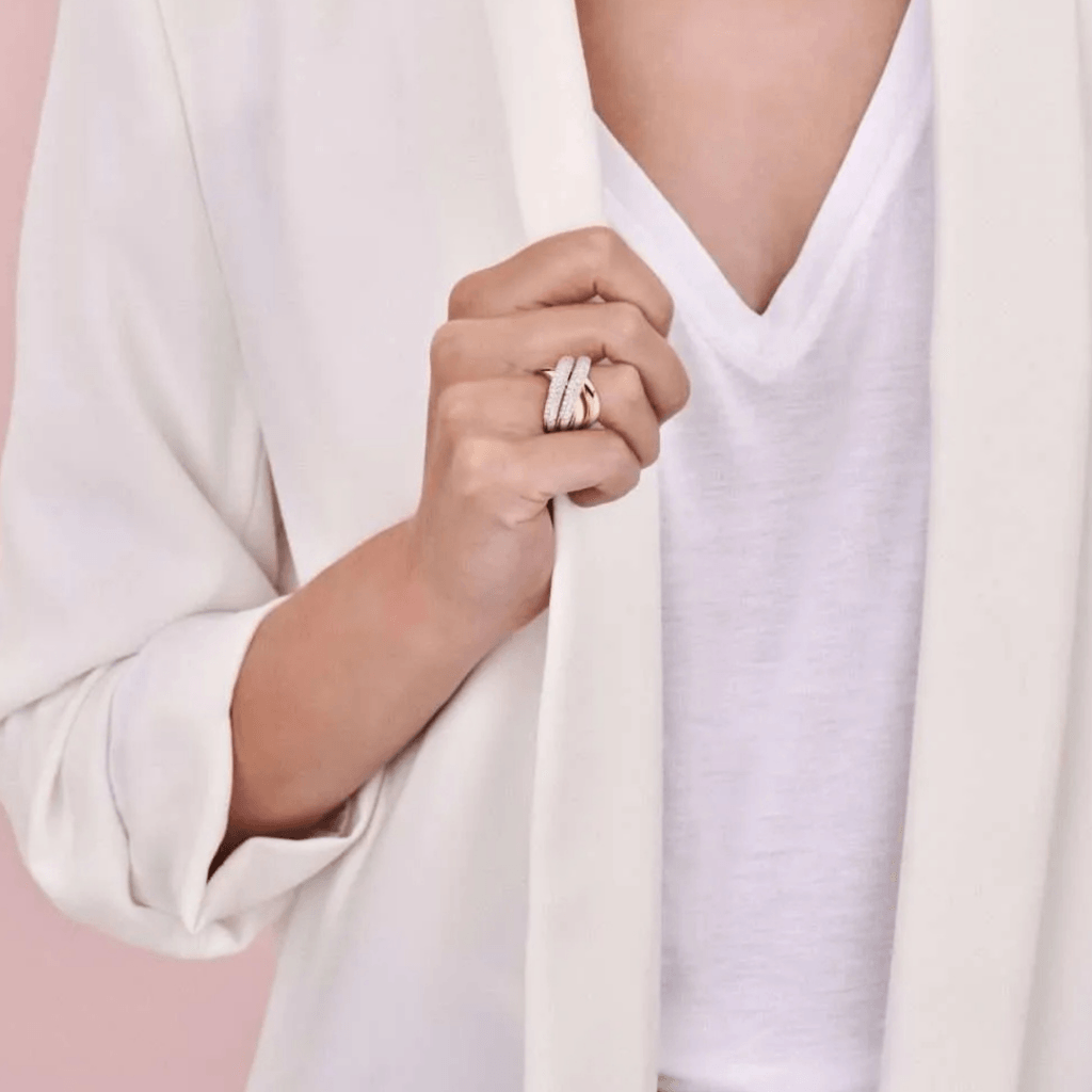 Tirisi Jewelry Amsterdam Due ring geelgoud met diamant - TR9771D(2T) - #5 Tirisi Jewelry Amsterdam Due ring geelgoud met diamant - TR9771D(2T) - #5