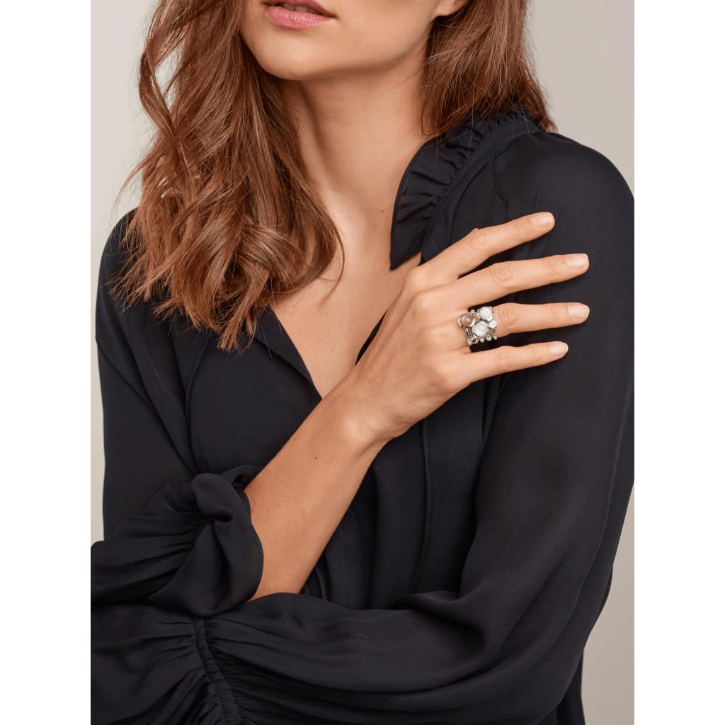Tamara Comolli Bouton ring witgoud met maansteen - R-BOU-s-MoBr-wg - #9