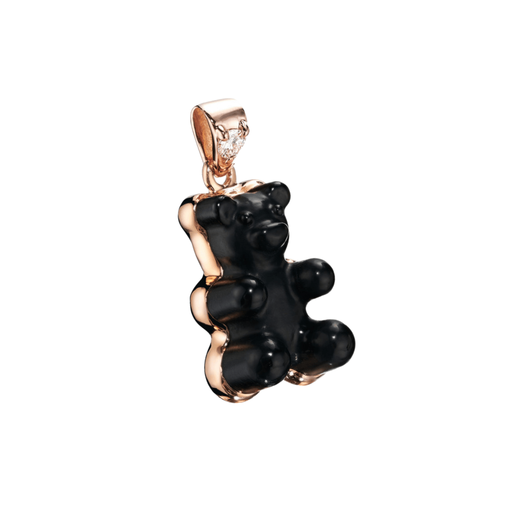 Gemmy Bear Colours hanger roodgoud met diamant - Gb onyx - #1 Gemmy Bear Colours hanger roodgoud met diamant - Gb onyx - #1