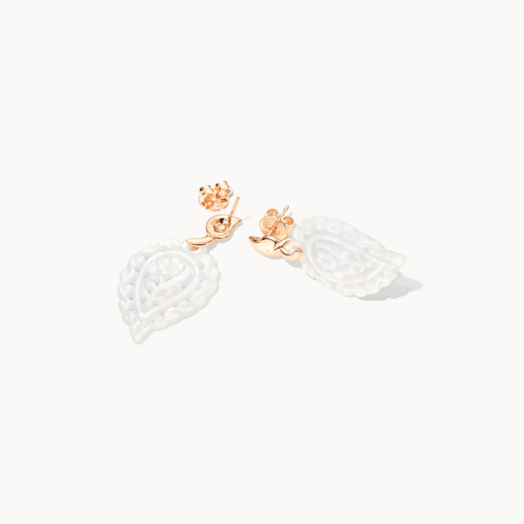 Tamara Comolli India Leaf oorsieraad roodgoud met parelmoer - E-IND-MPw-rg - #4 Tamara Comolli India Leaf oorsieraad roodgoud met parelmoer - E-IND-MPw-rg - #4