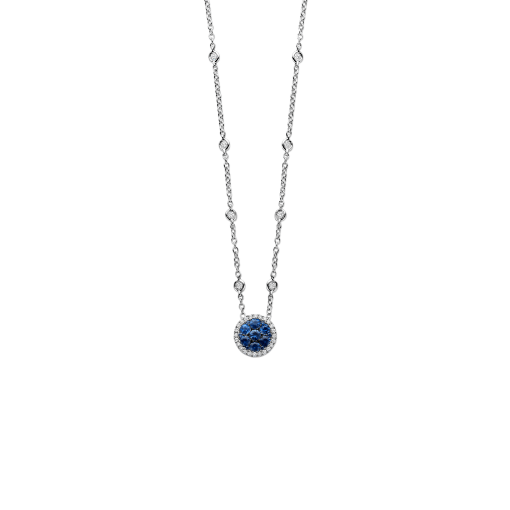 Schaap en Citroen Diamonds collier witgoud met saffier - #1 Schaap en Citroen Diamonds collier witgoud met saffier - #1