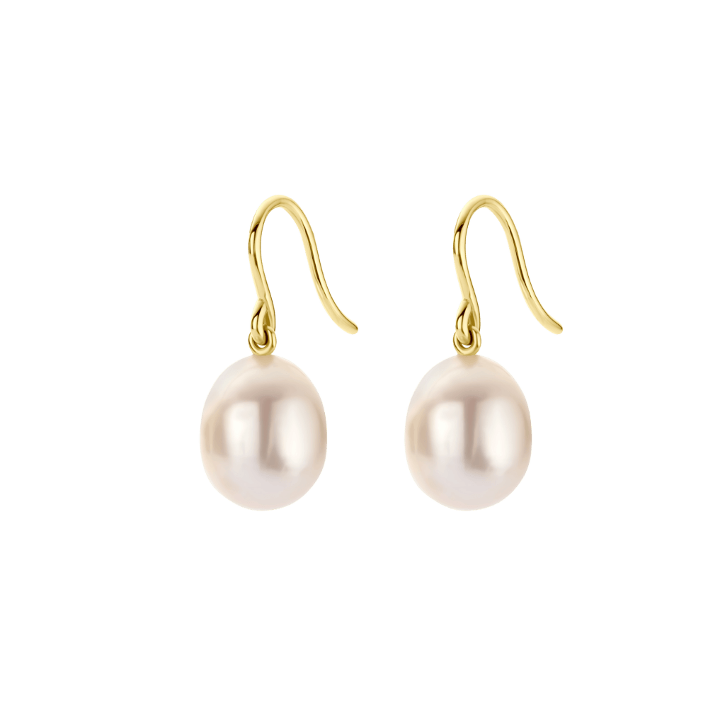 Schaap en Citroen Pearls oorsieraad geelgoud met zoetwater parel - #2 Schaap en Citroen Pearls oorsieraad geelgoud met zoetwater parel - #2