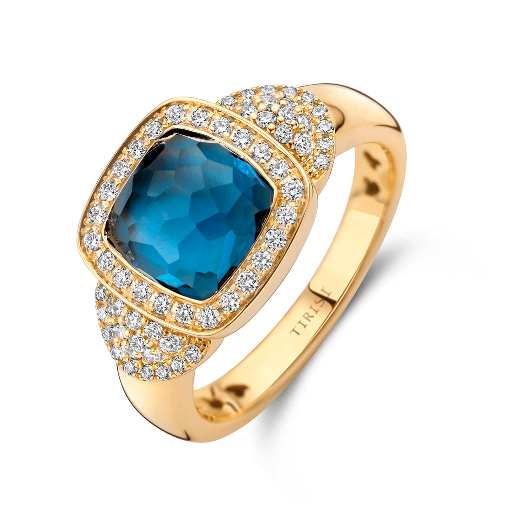 Tirisi Jewelry Milano Tre ring geelgoud met chalcedoon - TR9819LBT - #1 Tirisi Jewelry Milano Tre ring geelgoud met chalcedoon - TR9819LBT - #1