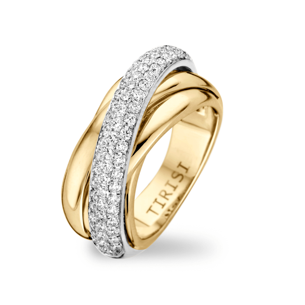 Tirisi Jewelry Amsterdam Due ring geelgoud met diamant - TR9680D(2T) - #1 Tirisi Jewelry Amsterdam Due ring geelgoud met diamant - TR9680D(2T) - #1