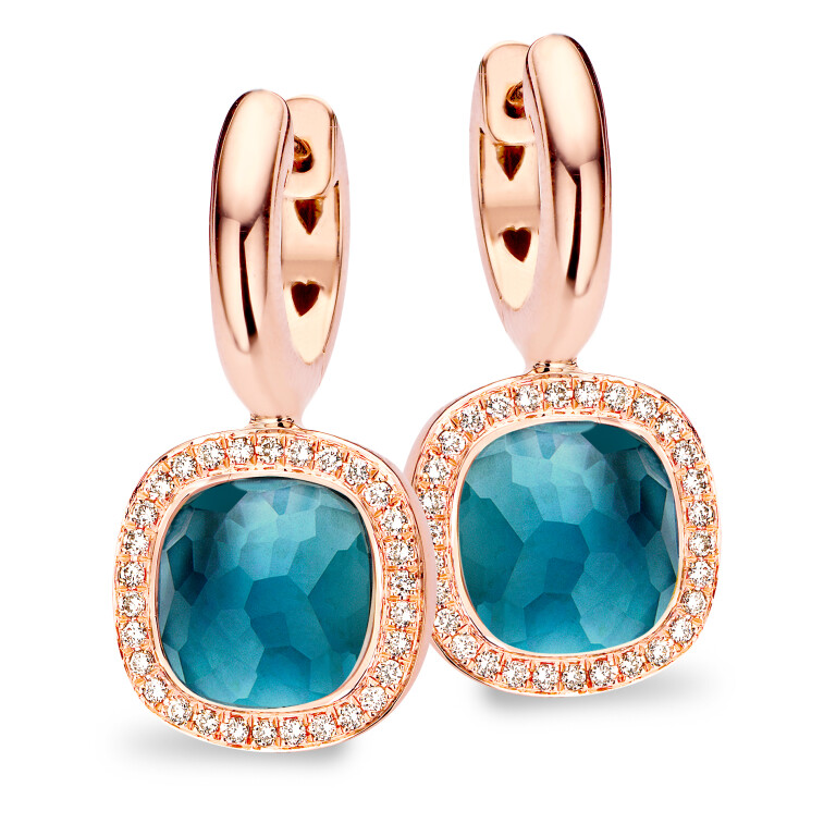 Tirisi Jewelry Milano Due oorhangers roodgoud met diamant - TE9217LBTP - #4