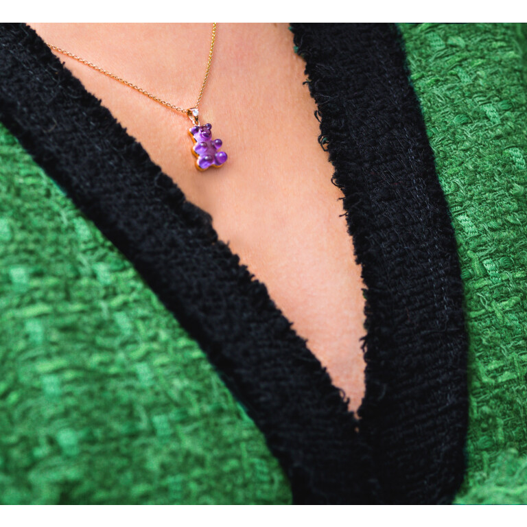 Gemmy Bear Colours hanger roodgoud met diamant - Gb amethist - #3