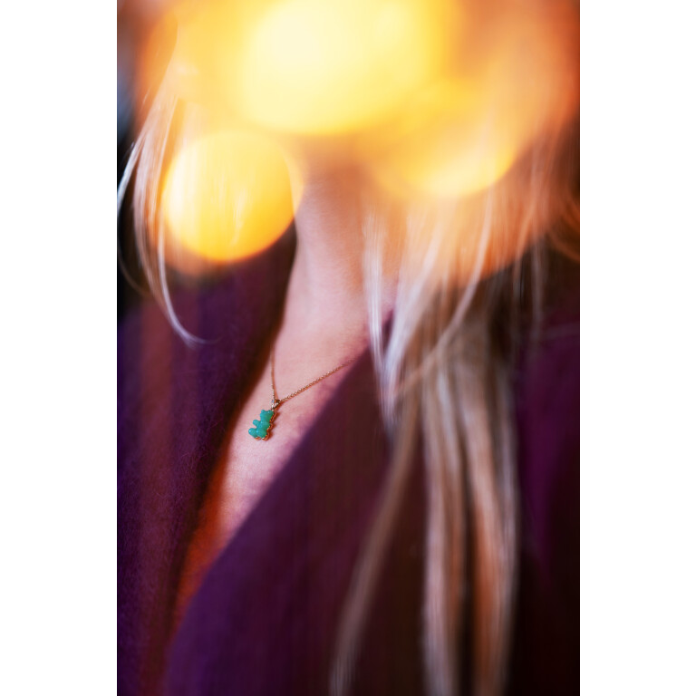 Gemmy Bear Colours hanger roodgoud met diamant - Gb chrysopraas - #3