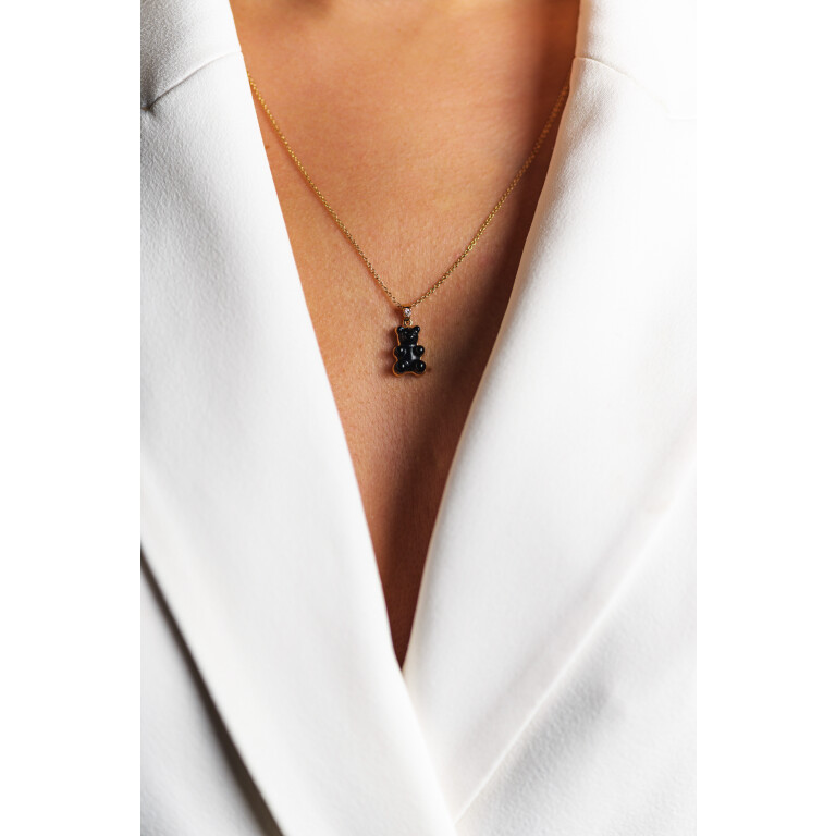 Gemmy Bear Colours hanger roodgoud met diamant - Gb onyx - #3