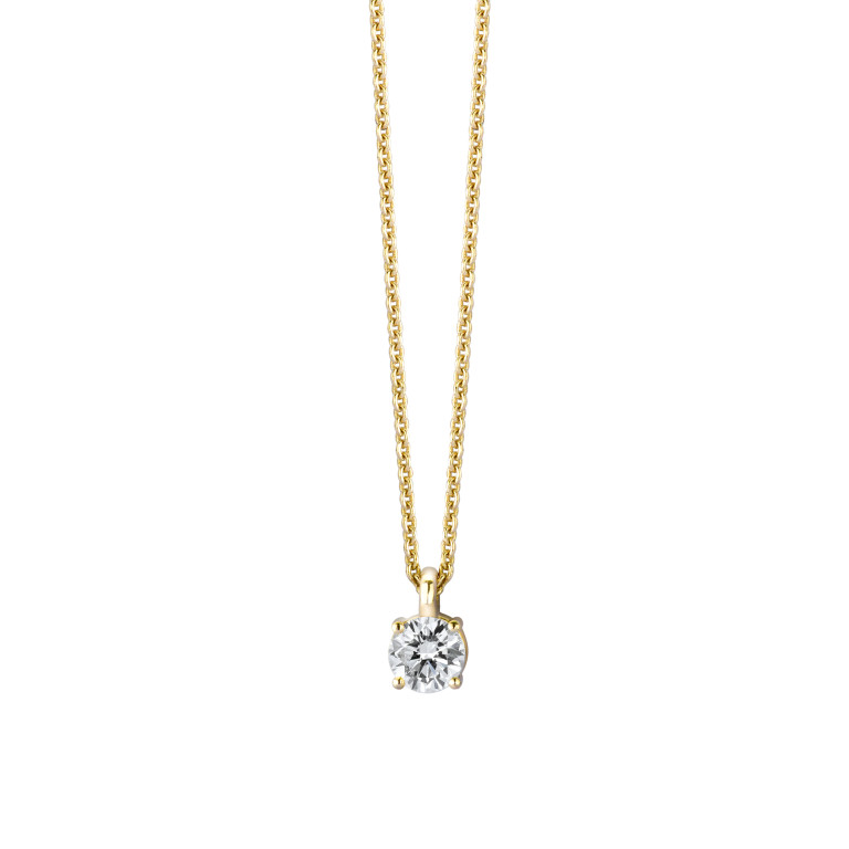 geelgoud collier met hanger solitair met diamant Schaap en Citroen Diamonds - #1
