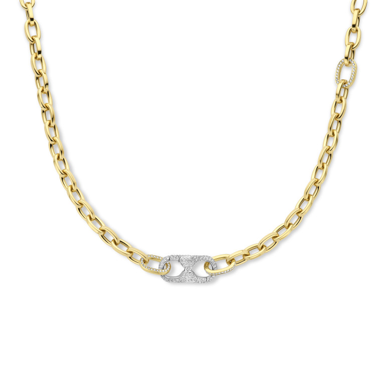 geel/wit goud schakel collier met diamant SC Highlights Diamonds - #2