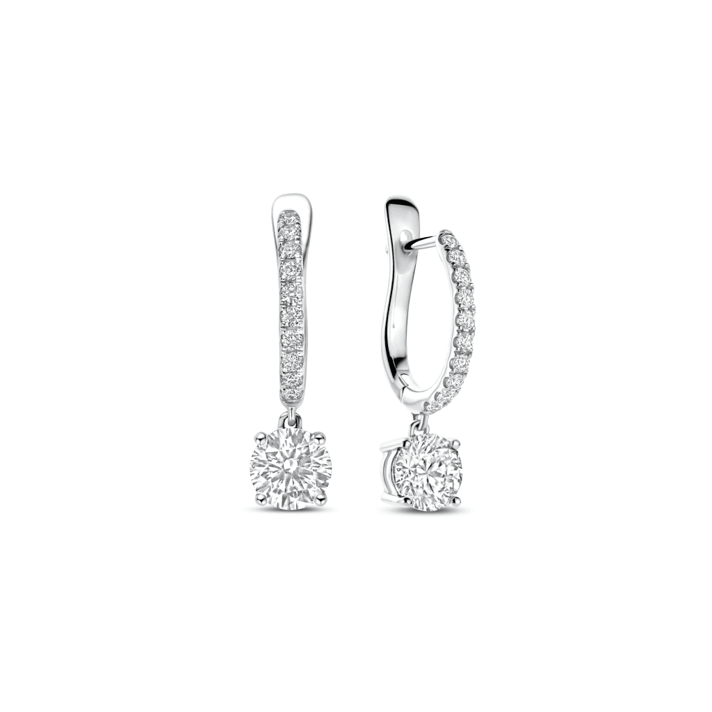 Royal Asscher Rose oorsieraad witgoud met diamant - E.222.RAB.18WG.1 GIA - #3
