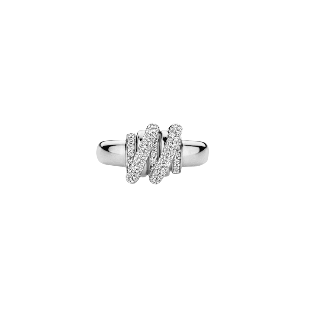 Tirisi Jewelry Amsterdam Swirl ring witgoud met diamant - TR1232DW - #2