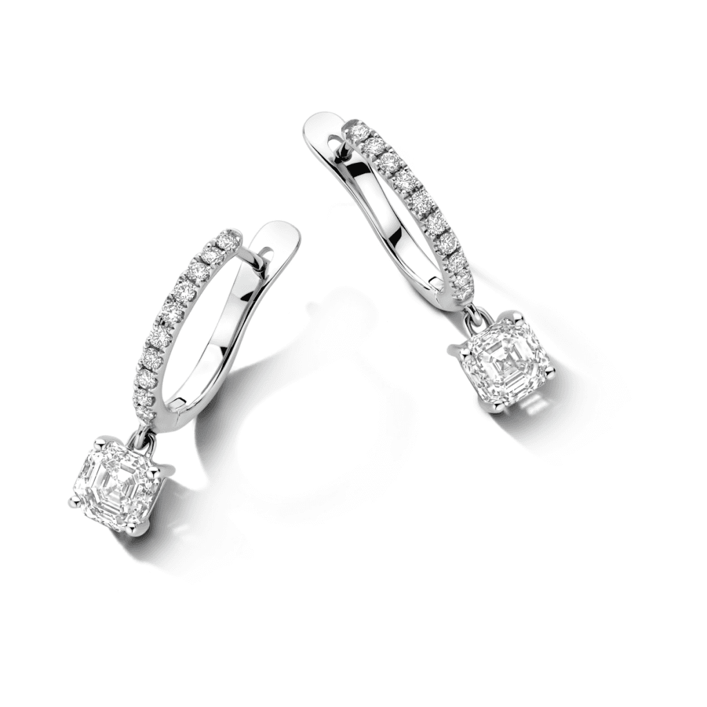Royal Asscher Rose oorsieraad witgoud met diamant - E.222.RAC.18WG.13 GIA - #4
