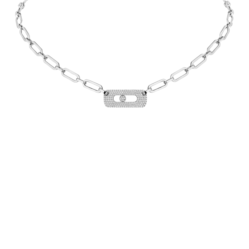 Messika Move Link collier witgoud met diamant - 12095-WG - #1